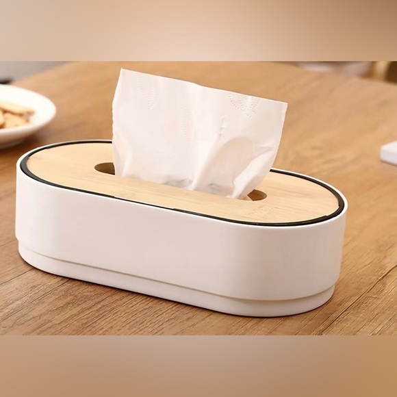 Other - White Wooden Tissue Box